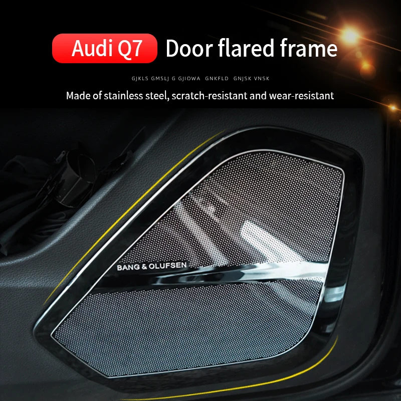 Vhodný pre 06-22 Audi Q7_Q8 Audio Dekoratívny rám, vnútorný panel dverí, súprava rohov, kovová modifikácia