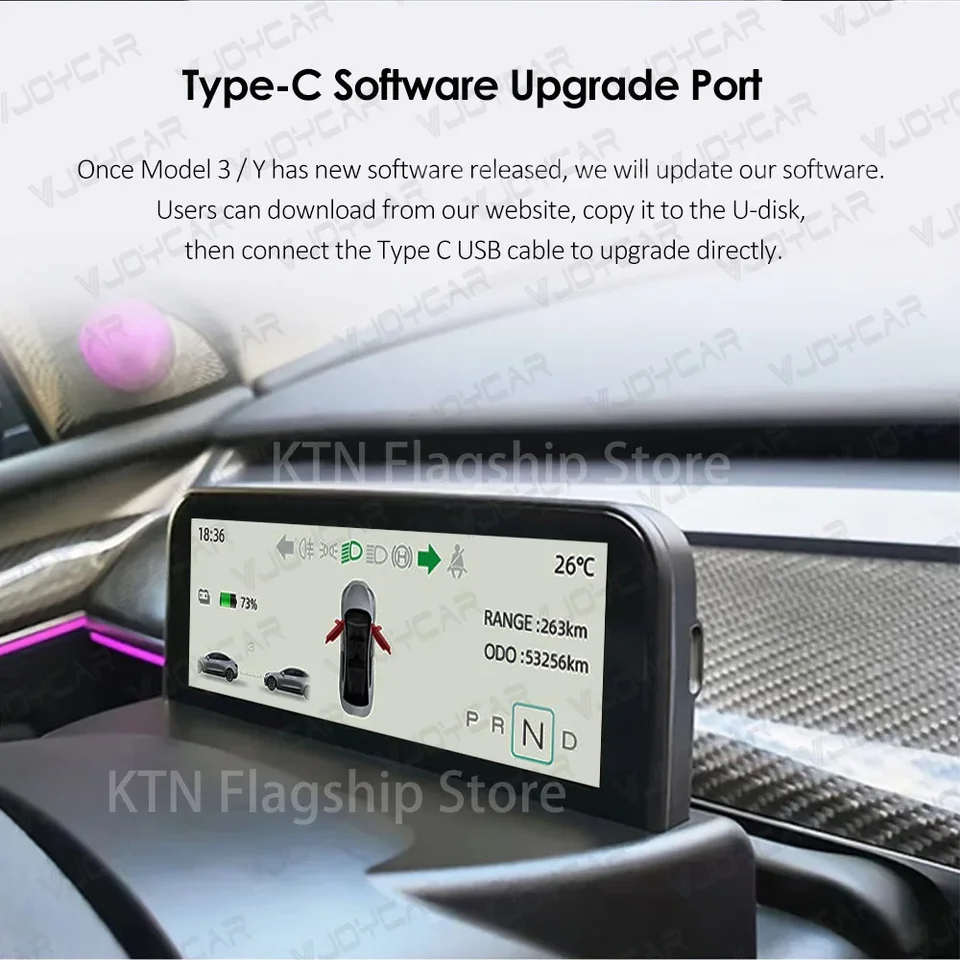 Vhodný pre Tesla model 3modely Car High Definition Screen Screen Hud LCD Display