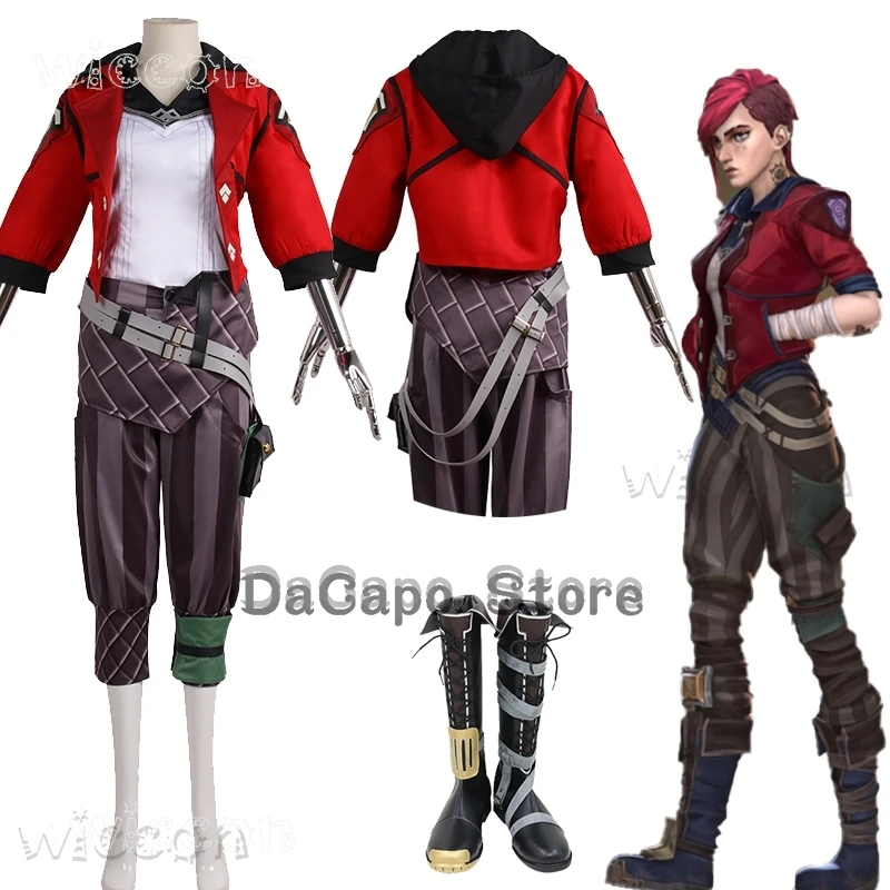 Vi Arcane Violet TV lol cosplay kostýmové topánky hra hra roplay dámske oblečenie halloween fancy Party Comic-Con Hoody Coat Pants Suit