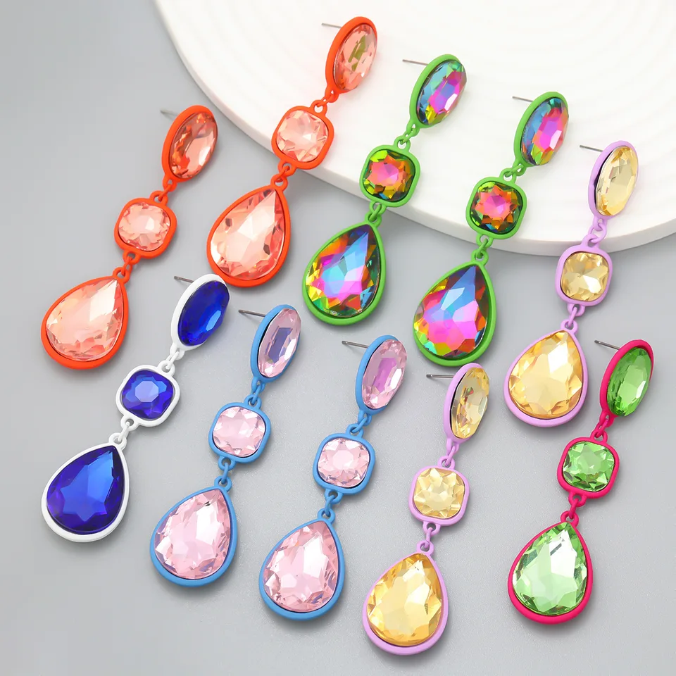 VIAC Colors Water Dangle Glass Dangle náušnice pre ženy luxusné vintage ušné doplnky prívesok šperky