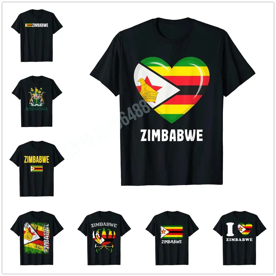 Viac dizajnu milujem Zimbabwe srdce vlajku Zimbabwean Tričko pre mužov dámske košele topy bavlnené odpaliská
