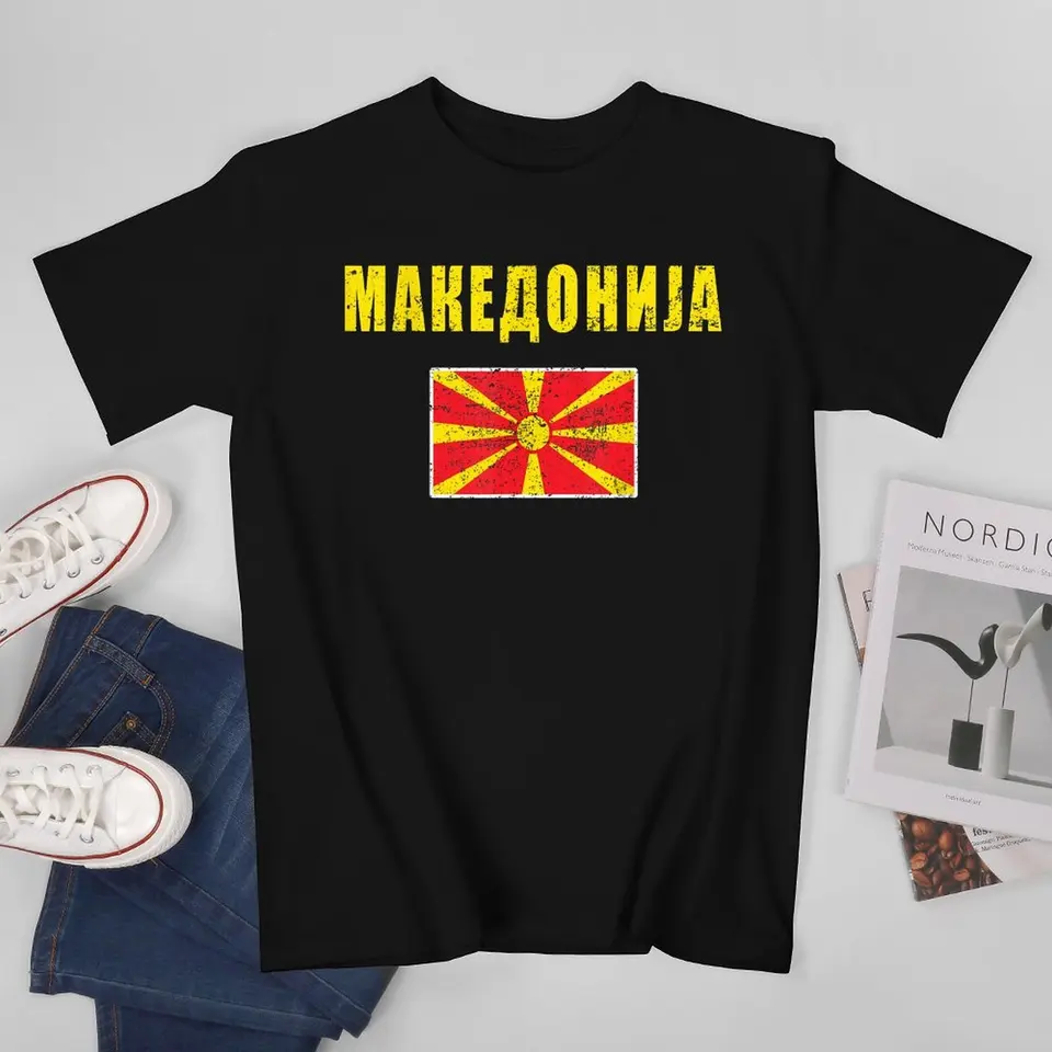 Viac dizajnu North Macedónsko Vlajku North Macedónsky muži tričko Tričko Tričko O-Neck tričká Dámske oblečenie 100% bavlna