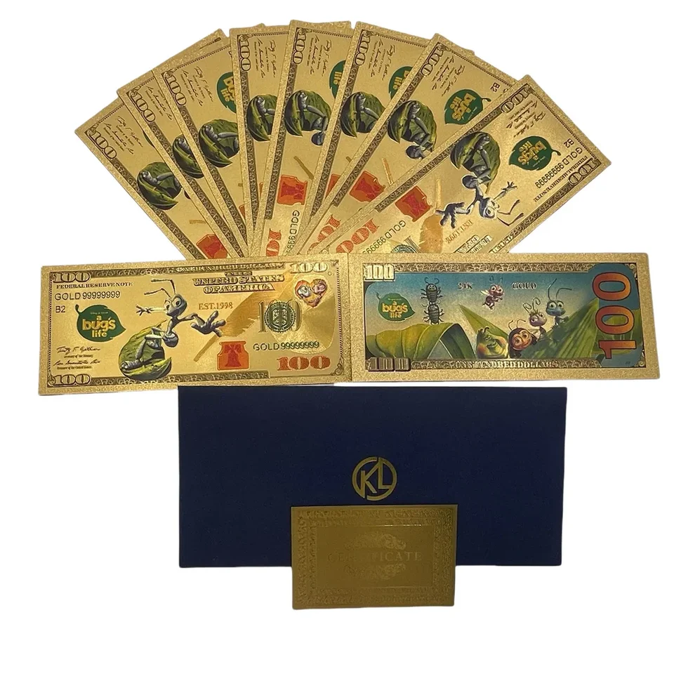Viac návrhov Gold Banknote Bugs Life Gold Plastické kolektívne banky pre klasickú zbierku pamäťov v detstve