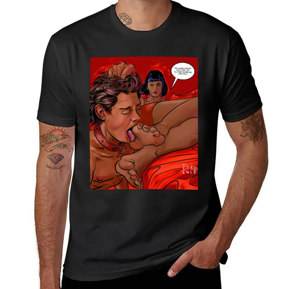 Viac úsilia femdom kinkink komiks no Fetiš fetiš umenie od Dirk Hooper Tričko vintage oblečenie nadmerné grafiky Men oblečenie
