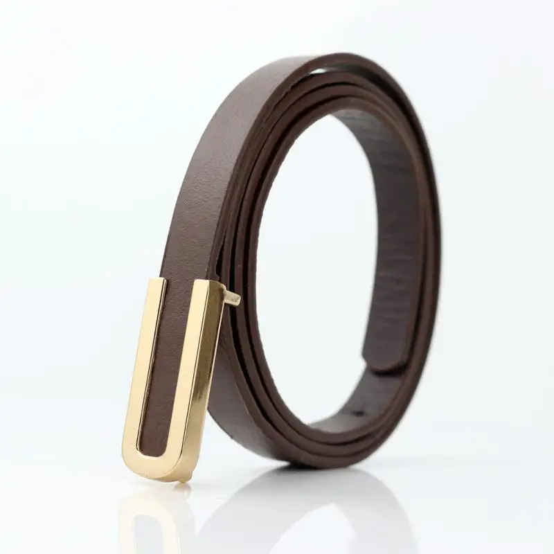 Viacfarebná dáma s štíhlym tenkým pásom Metallic Pin Buckle Dámske šaty šaty nohavice Príležitostne zápas Elastický pás
