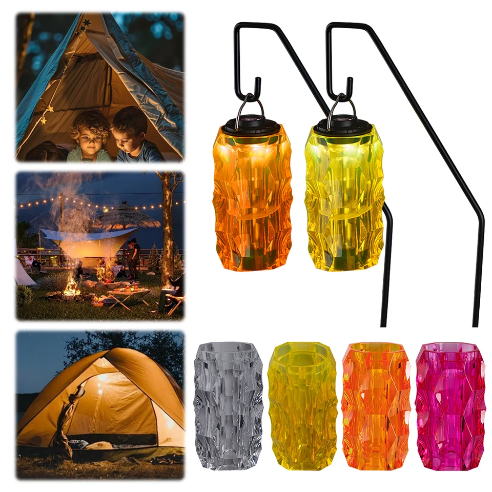 Viacfarebná lampa pre gól Universal Lampshade Camping Gear Atmosféra krištáľová lampa pre kempingové svetlo GZ