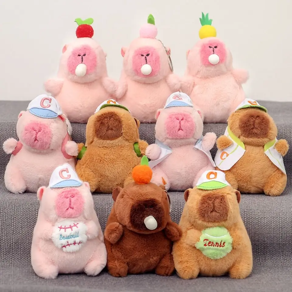 Viacfarebná plyšová kepybara Keychain roztomilé simuláciu hračky Capybara prívesok doplnky karikatúra Capybara Fluffty Animal Doll