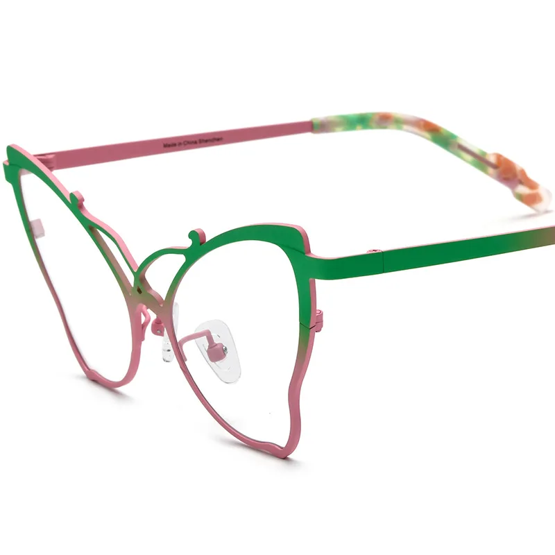 Viacfarebné motýľové tvary okuliare Ultralight Titanium Men Ženy Myopia Okulia