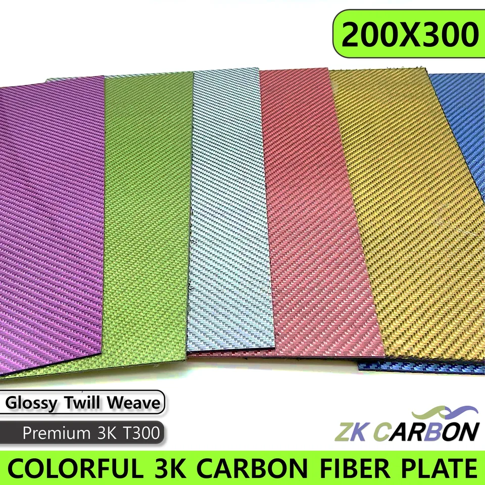 Viacfarebné uhlíkové vlákno Strieborné zlato Zelená modrá ružová fialová fialová 200x300 mm 3k panel z kompozitných dosiek z uhlíkových vlákien
