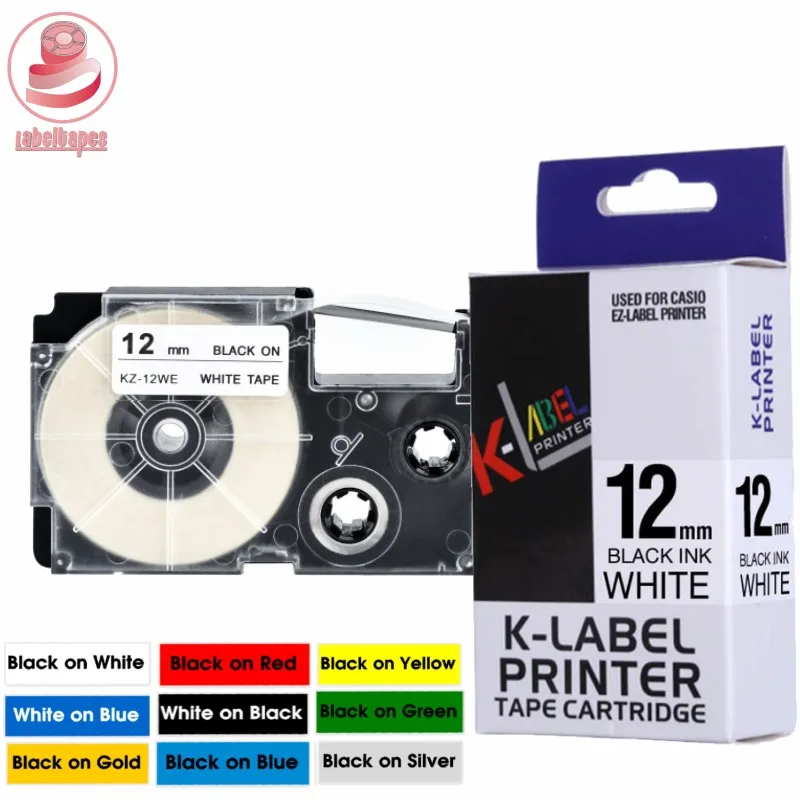 Viacfarebné štítky Kompatibilné pre Casio KL-120 KL-60 KL-820 KL-780 Labeller Labeller 6/9/12mm XR-12WE XR-9WE XR 12YW
