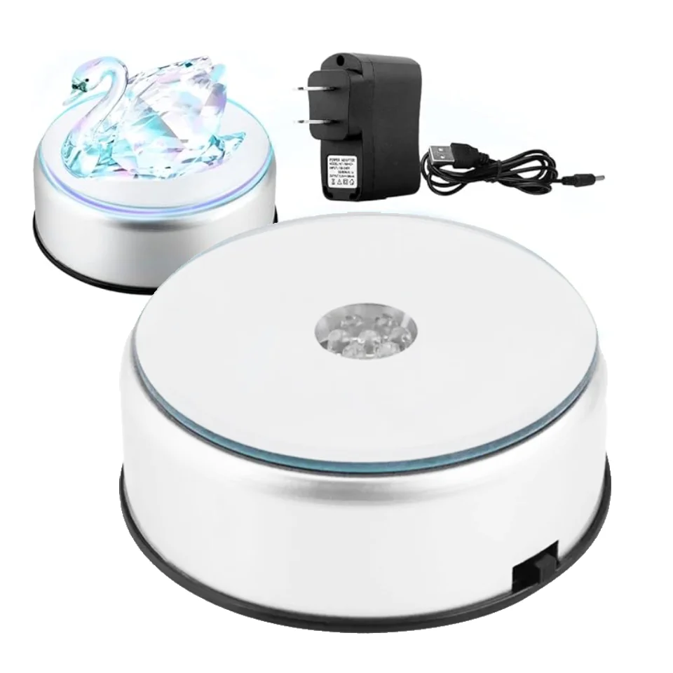 Viacfarebný LED svetlo Crystal Rotuing Display Base Base Display Stand pre načúvacie prístroje IEM slúchadlá displej