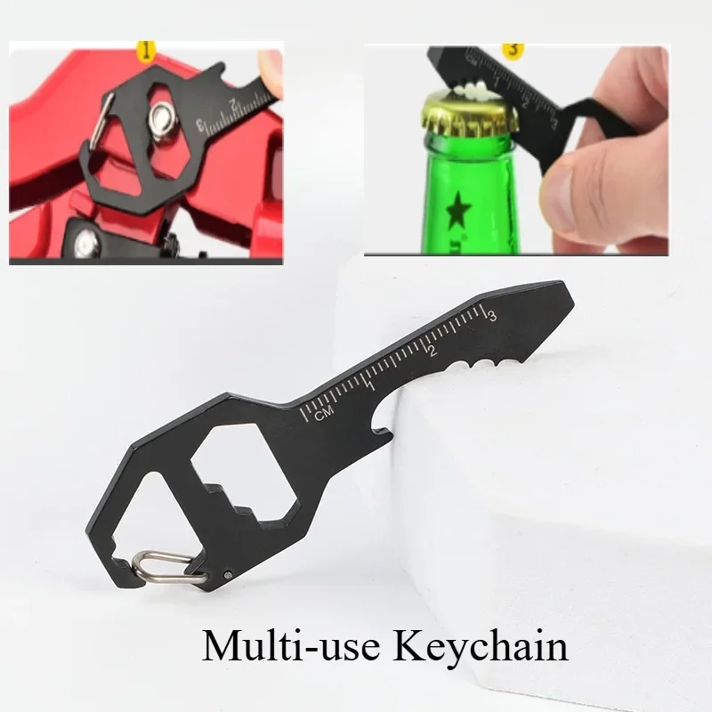 Viacúčelové kľúče prenosné prenosné z nehrdzavejúcej ocele Keyring fľaše otvárač Kúzu skrutkovač merací pravítko vonkajšieho držiaka kľúča pre mužov