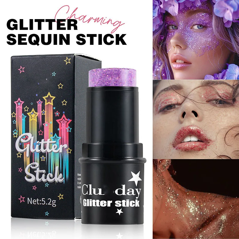 Viacúčelové trblietavé trblietky Eyeshadow Gel Stick Diamond Hair Face Body Glitter Flash Loose Flows Cream Festival festival makeup