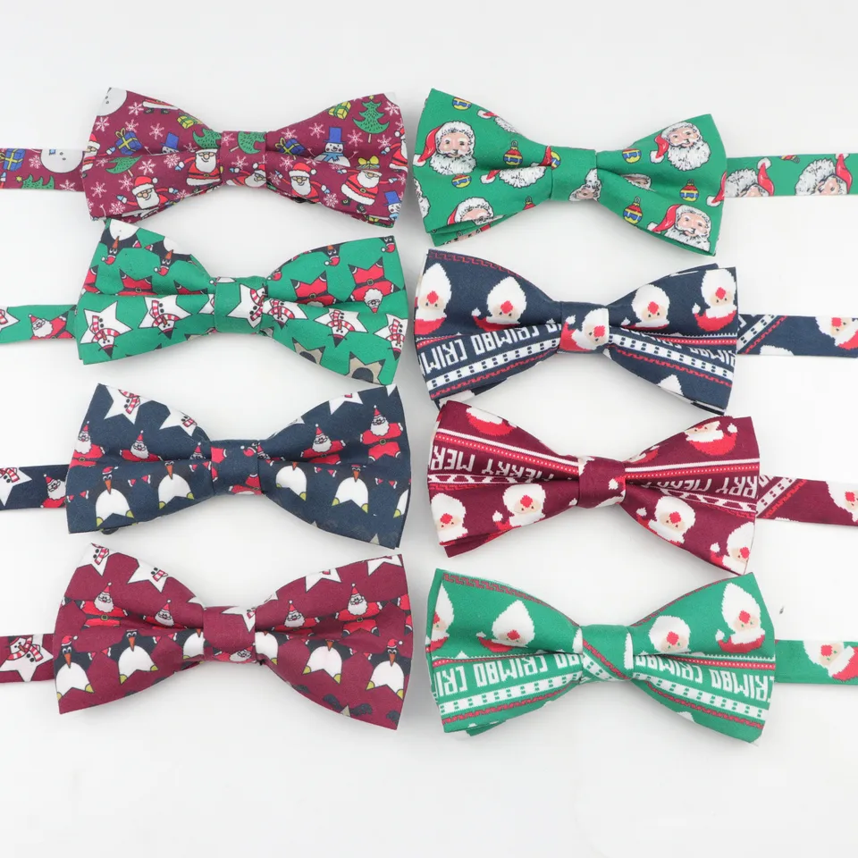 Vianoce 100% bavlnená bowtie muži smokingový dizajnér farebná motýľová mriežka mriežka mriežka Príležitostná kravata