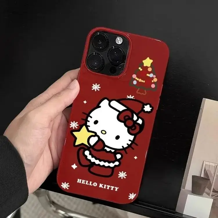 Vianoce Hello Kitty Star Red Telefón puzdro pre iPhone 16 15 14 12 13 11 Pro Max xr xs max 7 8 plus y2k ružové dievča kawaii obál