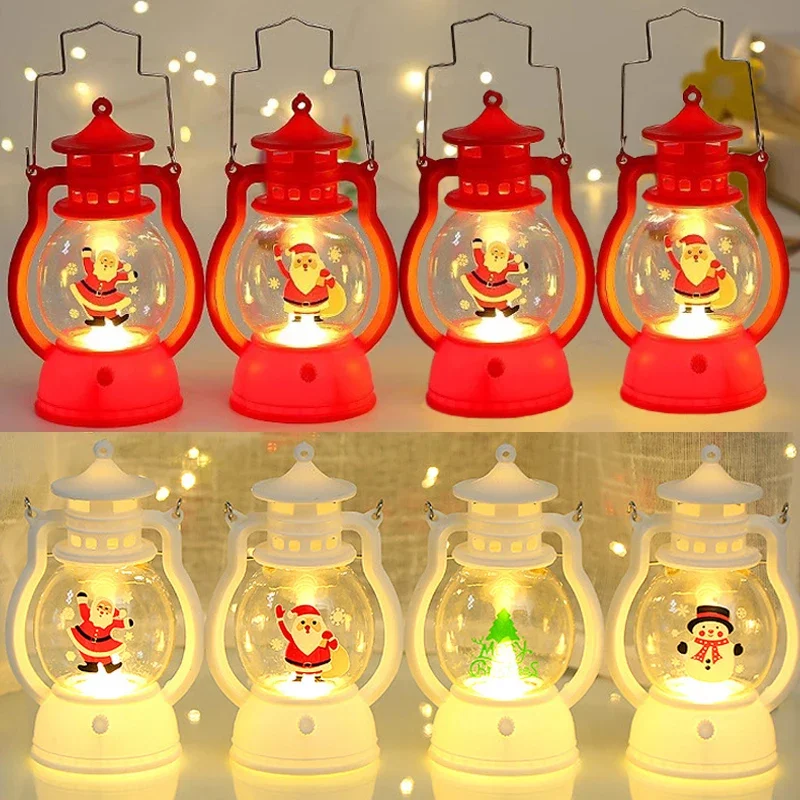 Vianoce LED nočné svetlo závesné ozdoby Santa Claus Snowman Prenosná lucerna vianočné večierky Domáce dekorácie stolové lampy