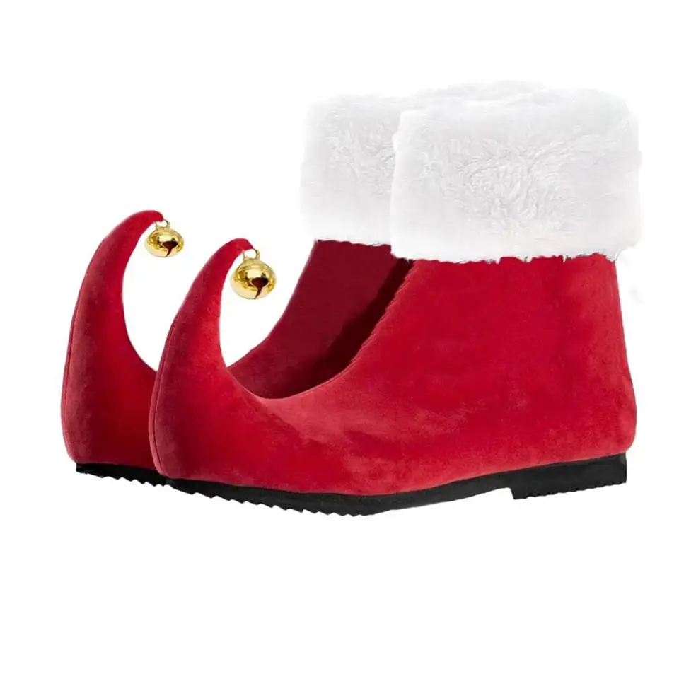 Vianoce pre dospelých elf santa claus topánky červené členkové topánky s zvonmi rola hrací doplnky Party pódium Performance Unisex 2025