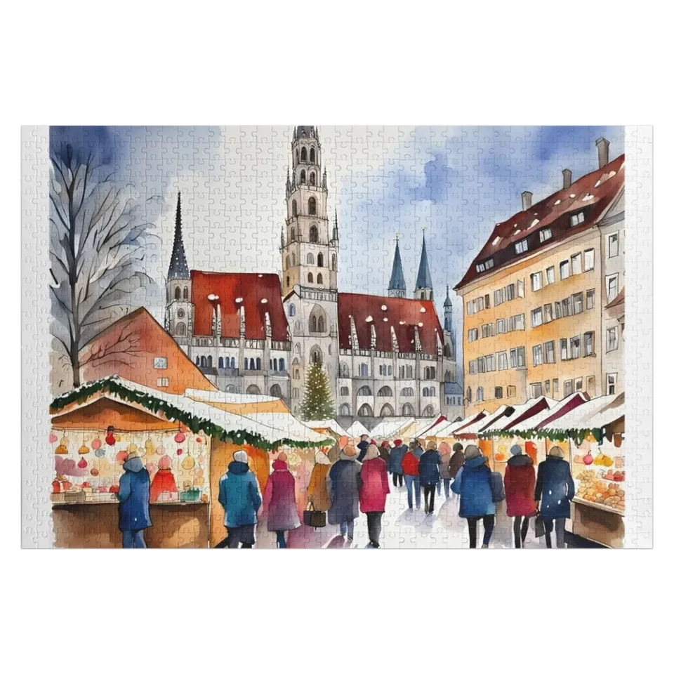 Vianoce v Mníchovskej skladačke Puzzle Custom s fotografiou personalizované meno drevené dekorácie maľby vlastné drevené meno Puzzle