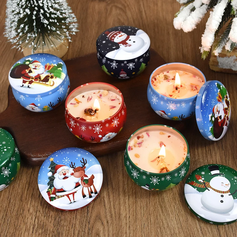 Vianočná aromaterapeutická sviečka Sviečka snehuliak Santa Claus Metal Cans Cans Candle Merry Vianoce Party dekorácie Domov Nový rok darčeky Navidad