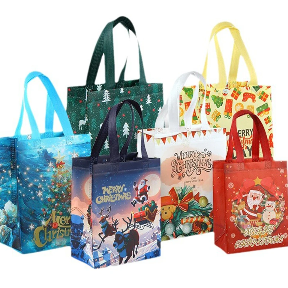 Vianočná darčeková taška Santa Claus Snowman, netkanou taškou Candy Balenie BAG 2025