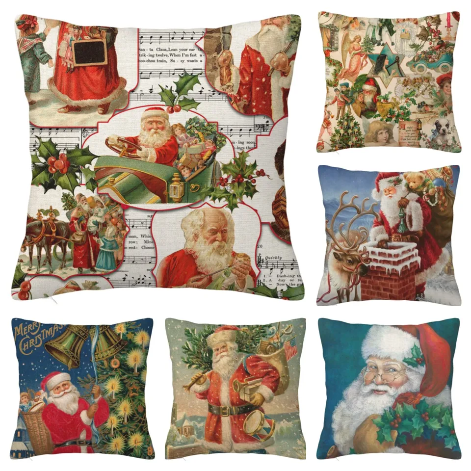 Vianočná dekorácia Santa Claus vankúš Domáca dekorácia obývacia izba pohovka vankúš 50*50 dekoratívny vankúš 40*40