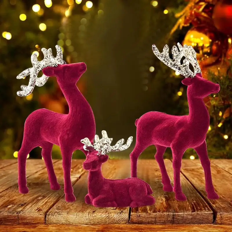 Vianočná dekorácia sobov 3 kusy elk figurín Party dekorácia retro sob vianočné večierky Reindeer centrum slávnostne slávnostne