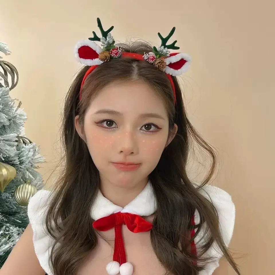Vianočná dekorácia vianočná čelenka Elk Hair Hoop Reindeer Antlers Headband