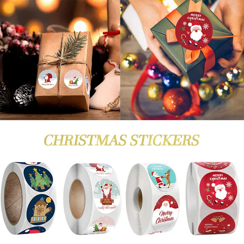 Vianočná kreslená nálepka Ďakujeme vám nové detské nálepky malé deti Rolling Pack Stickers Lables Balenie nálepky Roll Roll