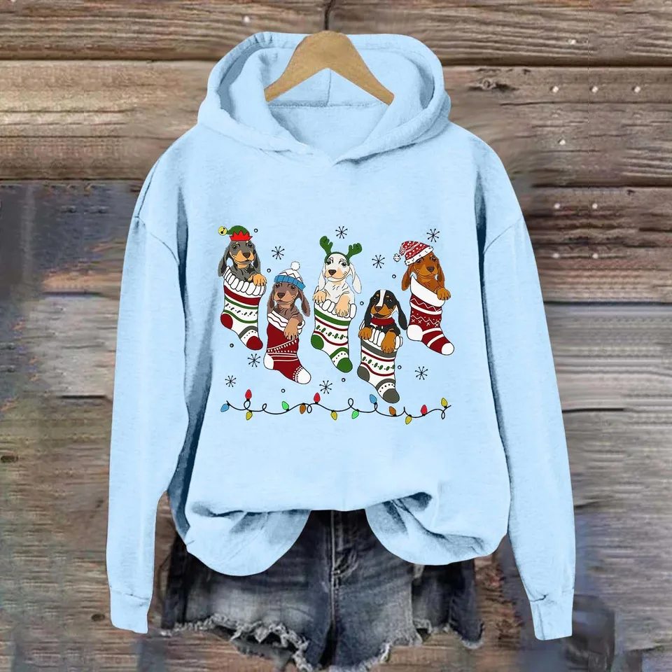Vianočná mikina vianočné psie mikiny Vianoce jazvečkové makiny mikiny psa Pullover vianočný darček pre ženy