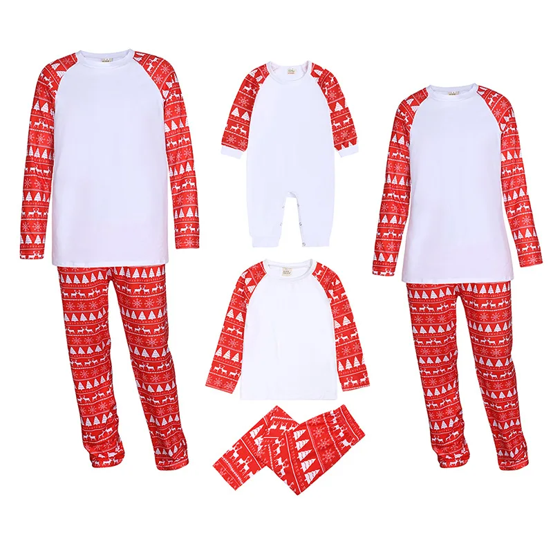 Vianočná rodinná pyžama sublimácia sublimácie prázdne detské spánkové oblečenie Polyester Polyester Parent-Child zodpovedajúce oblečenie domáce oblečenie páry