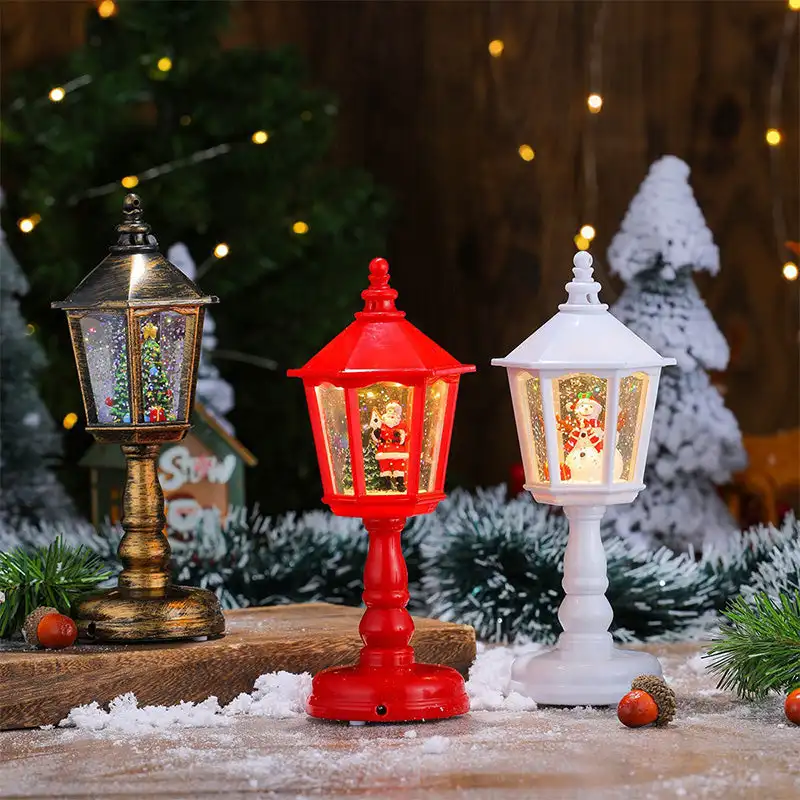 Vianočná stolová lampa hudobné nočné svetlo Santa Claus Snowman figurín figurín lampa šumivé flicky stojace lampa teplá LED dióda malá lampa