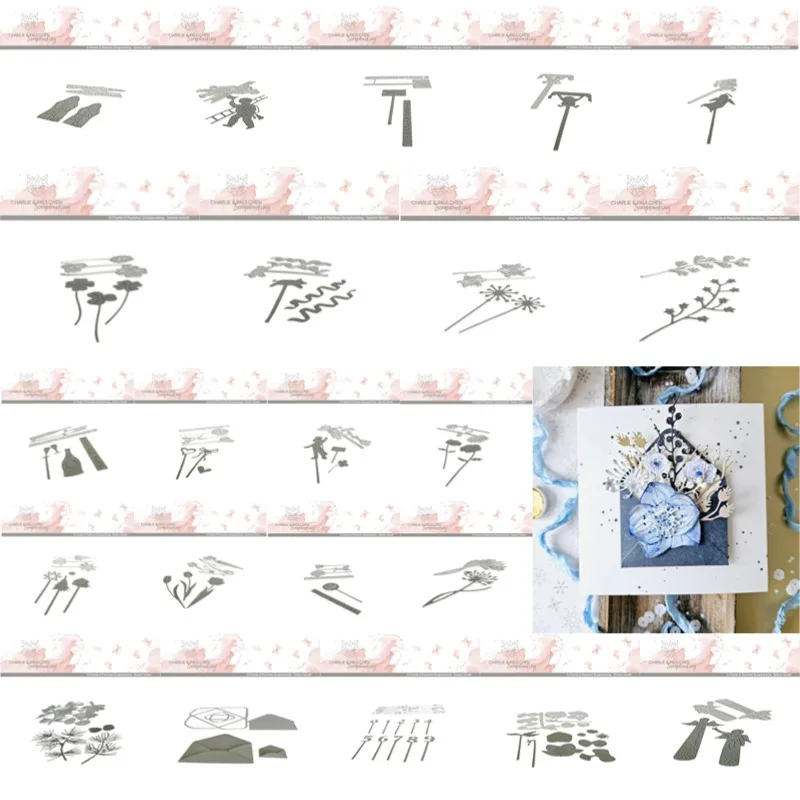 Vianočná zbierka narodeniny komínové zametacie plugy tulip hviezdny uhol Angle Santa Envelope Branch kvety kovové rezanie matrice karta 2024 nová