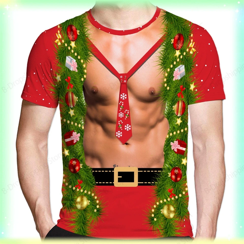 Vianočné 3D tlačové tričko Men Men módne módne vtipné grafické tričko s krátkym rukávom Tops Tops Tees Detské tričko pánske oblečenie hudba tričko