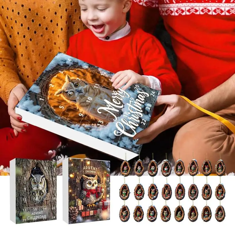Vianočné akrylové sova sova prívesok advent kalendár vianočný strom Ornament 2D akrylová sova prívesok vianočné závesy