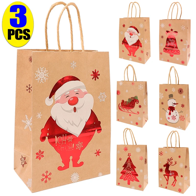 Vianočné cooki taška christma taška candy kraft papierové balenie novoročné darčekové tašky Christmsas tašky na večierky naivné deti laskavosti vianočných