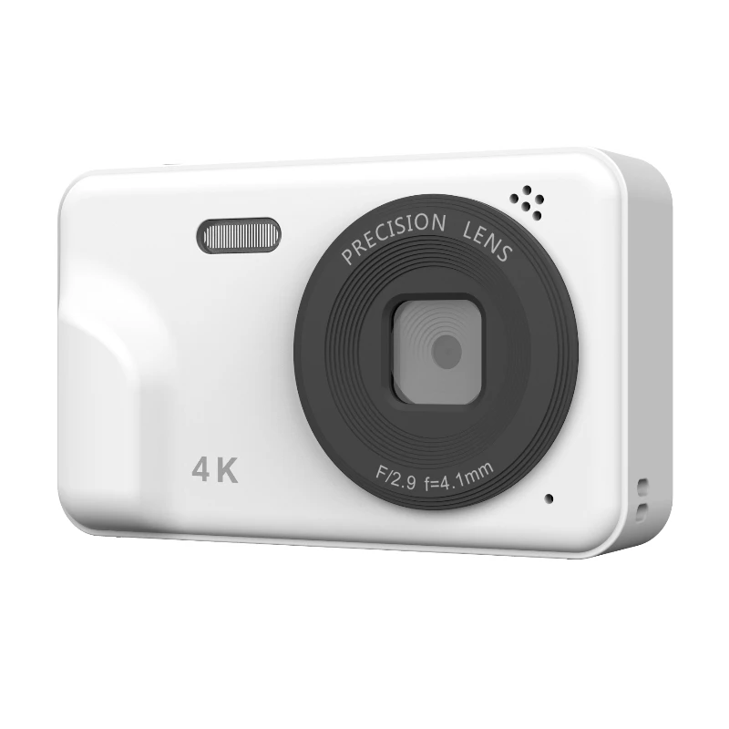 Vianočné darčeky Kids Mini Camera White Simple Small Camera Dievčatá Boys Birthday Toy Darček Duálny fotoaparát 4K HD Video Record Life