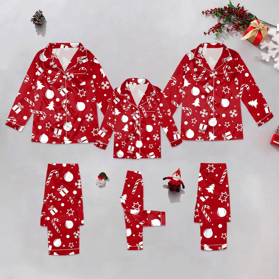 Vianočné dekorácie pyžamy rodinné dievča oblečenie Nový rok slávnostná matka dcéra zodpovedajúce oblečenie Santa Pajama Pants Set Darček