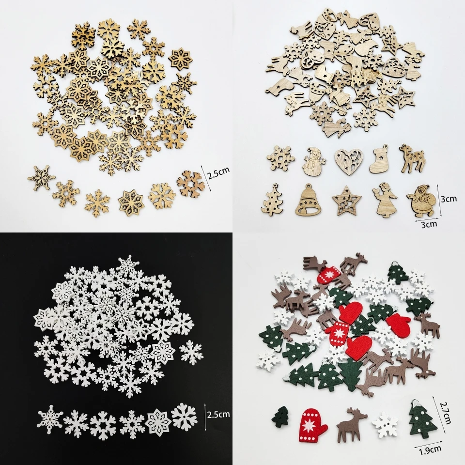 Vianočné drevené čipky Santa Claus Elk Snowflake Závesné dekorácie čipu na domáci vianočný večierok Vianoce strom DIY ORNATION Nový rok
