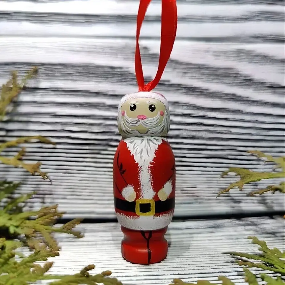 Vianočné drevo román Funny Santa Ornament Holiday Hoging Party Decors vianočné stromčeky dekorácia