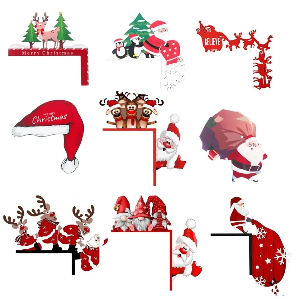 Vianočné dvere ráme dekorácie Santa Claus Drevené vianočné dekorácie Šťastný nový rok dvere rámy drevo vianočné dekorácie