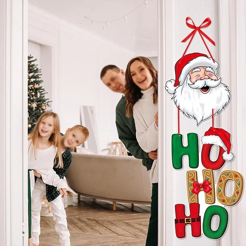 Vianočné dvere vešiak na Nový rok prívesky Vianoce stromy zavesenie Oranmenty Santa Claus Snoweman Elk Veselé vianočné dekorácie 2024