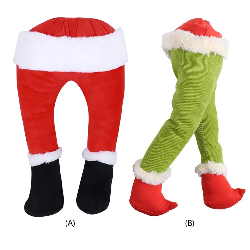 Vianočné elf/santa nohy plnené nohy uviaznuté Tree Topper Decotion Decotion Stuch Stuch Vianoce Tree Topper Vianoce sviatočné dekorácie