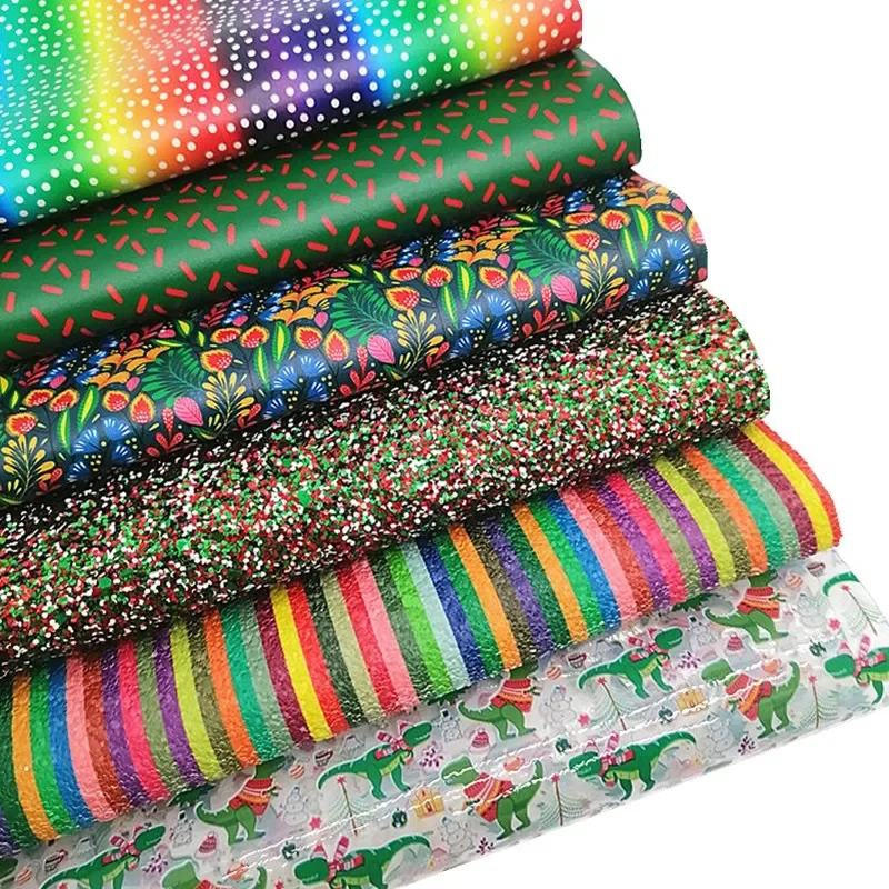 Vianočné faux kožené listy Spinkles Dots Flowers Custom Faux Kožené listy Dinosaur Jely Lisets for Bows Craft W170