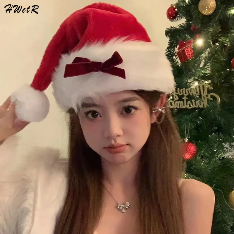 Vianočné klobúky vianočné čiapky santa claus oblečené klobúk Zhustený teplý vianočný klobúk vianočné pokrývky cosplay