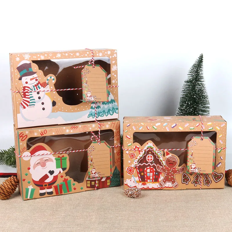 Vianočné kraft papierové cukrovinky Cookies Darčekové krabičky s jasným oknom Darček Darček Dávajte na pečenie vianočné dekorácie Dodávky