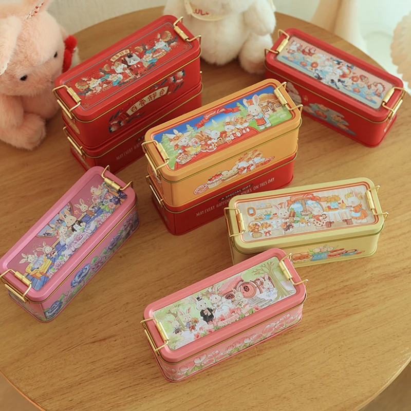 Vianočné králiky Candy Cyn Box Cartoon sušienky skladovacia skrinka čaj Čaj Organizátor Case Deti Darčeky dekorácie na svadbu
