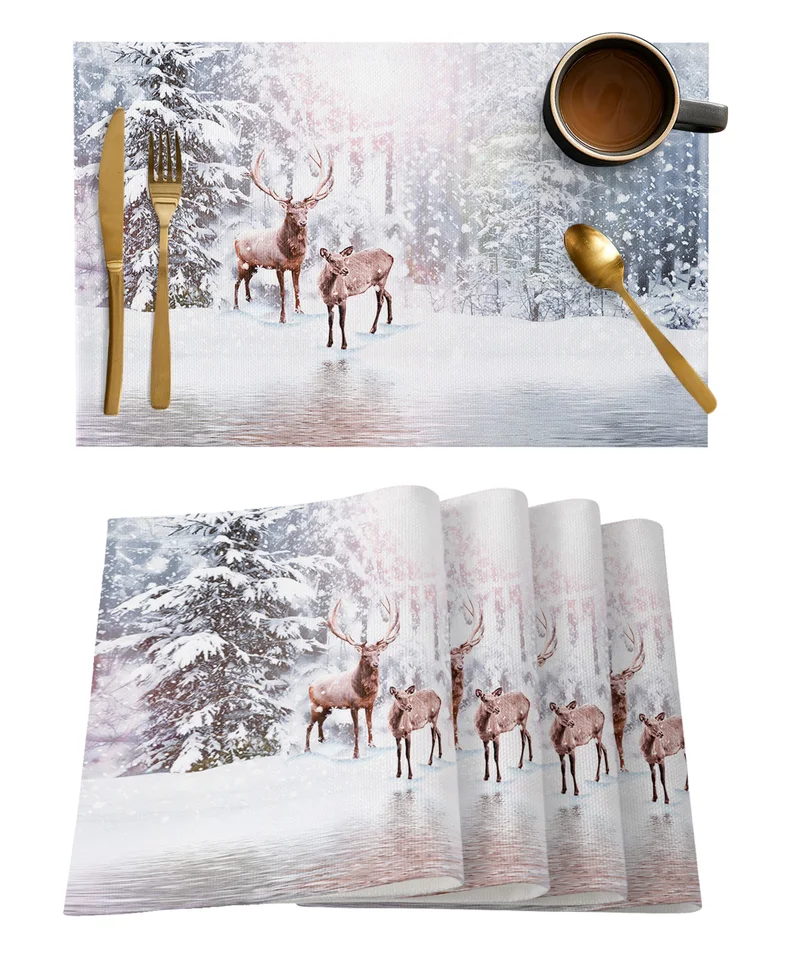 Vianočné lesné snehové vločky Reindeer stol