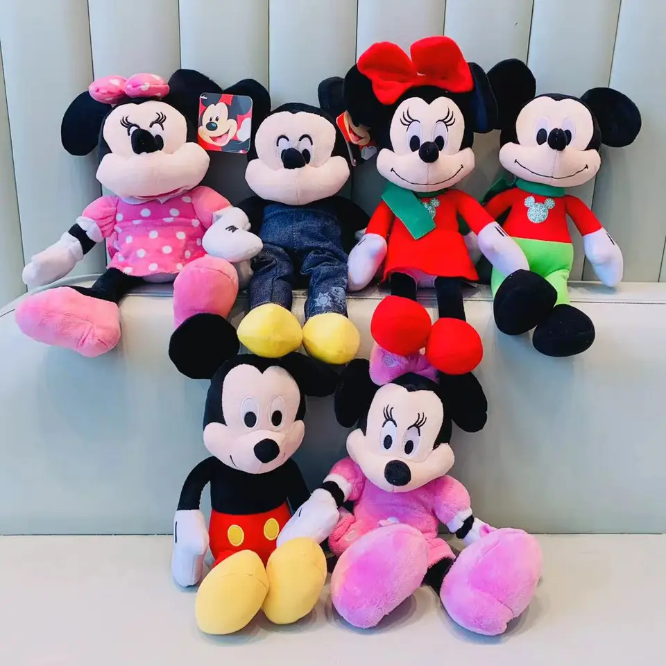 Vianočné Minnie a Mickey plyšové bábiky plnené zvieratá plyšové hračky darčeky pre deti vianočné dekorácie bábiky
