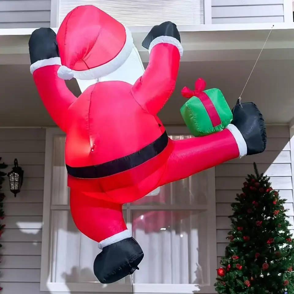 Vianočné nafukovacie látky lezenie po Santa Claus osvetlené nafukovacie postavy visiace