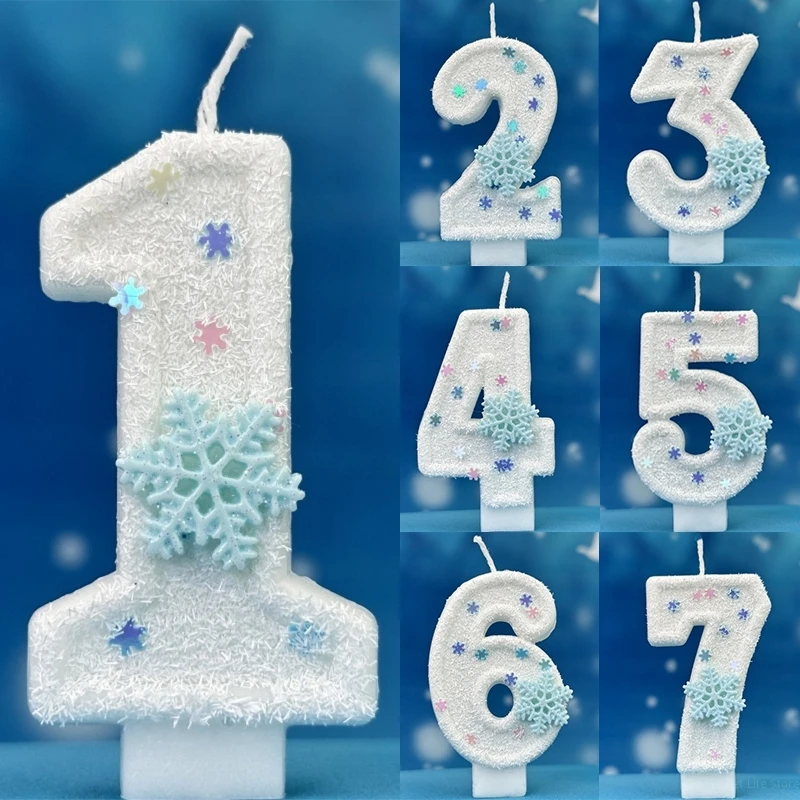 Vianočné narodeniny číslo sviečky Snowflake mrazené digitálne sviečky